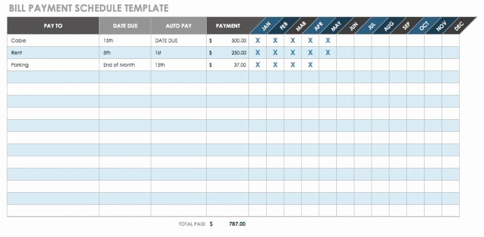 Bill Payment Schedule Template Excel New 12 Free Payment Templates