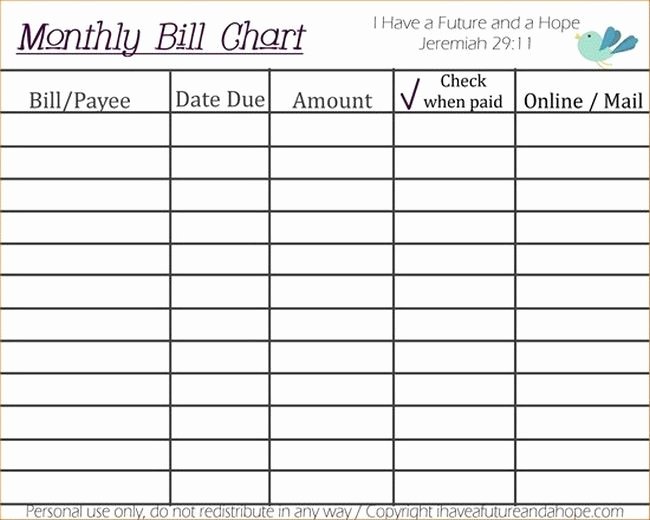 Bill Payment Schedule Template Excel New Monthly Bill organizer Excel Template