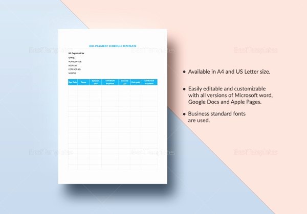 Bill Payment Schedule Template Excel Unique 12 Loan Payment Schedule Templates Free Word Excel