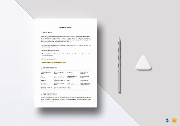 Birth Plan Template Word Doc Inspirational Free 23 Sample Birth Plan Templates In Pdf Word