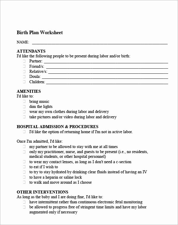 Birth Plan Template Word Document Lovely Free 23 Sample Birth Plan Templates In Pdf Word