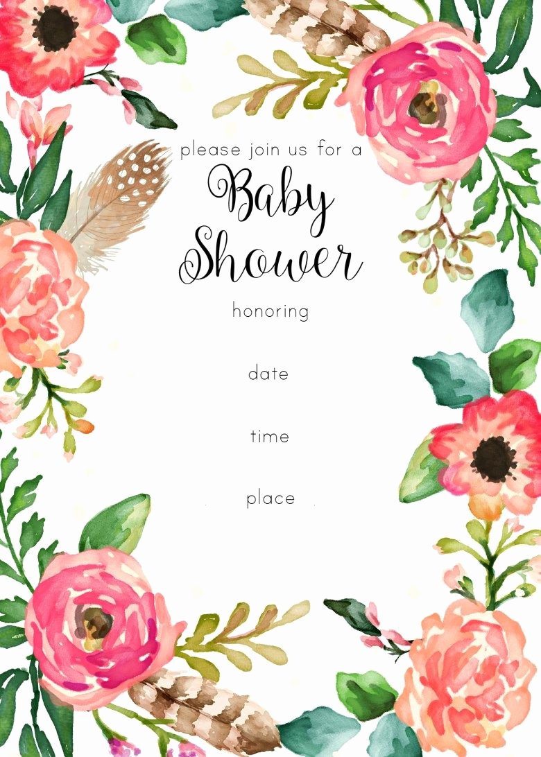 Blank Baby Shower Invitation Template Beautiful Free Printable Floral Shower Invitation