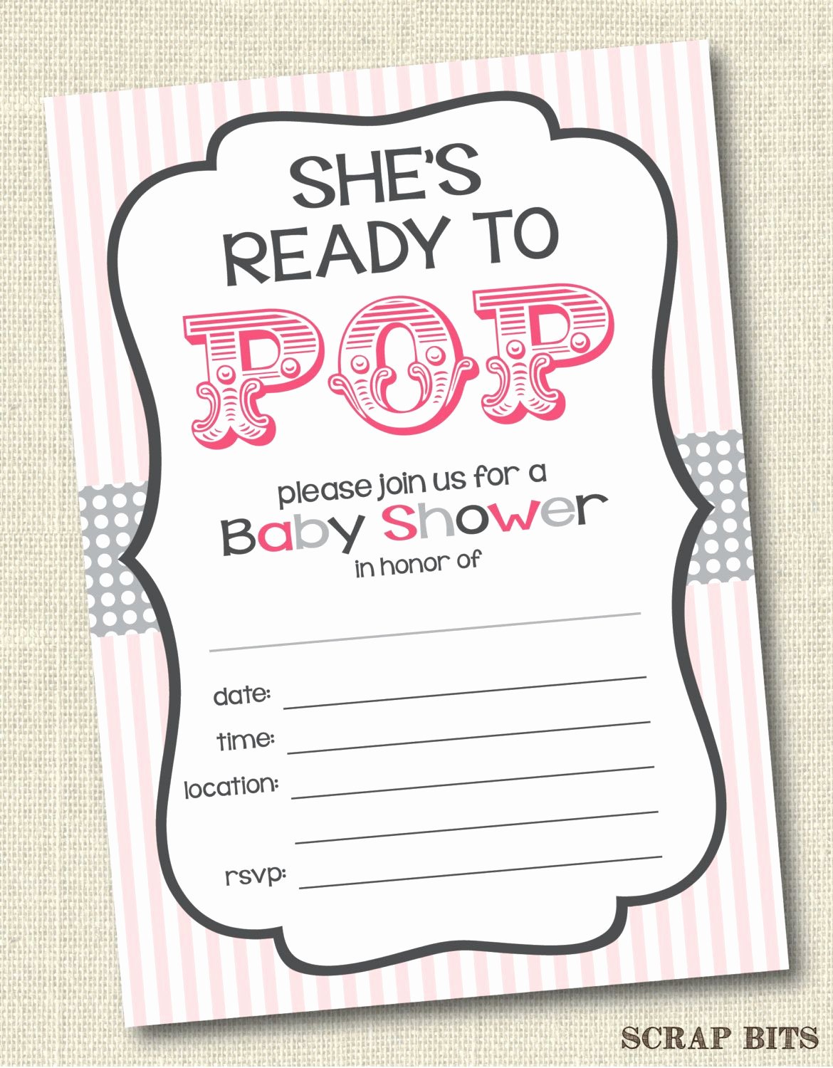 Blank Baby Shower Invitation Template Inspirational Babyshowerinvitation She S Ready to Pop Baby Shower