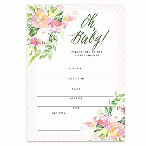 Blank Baby Shower Invitation Template Lovely Pink Borders Amazon