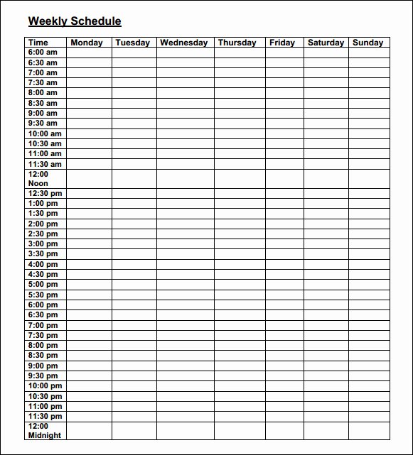Blank Daily Schedule Template Elegant Weekly Schedule Template 9 Download Free Documents In