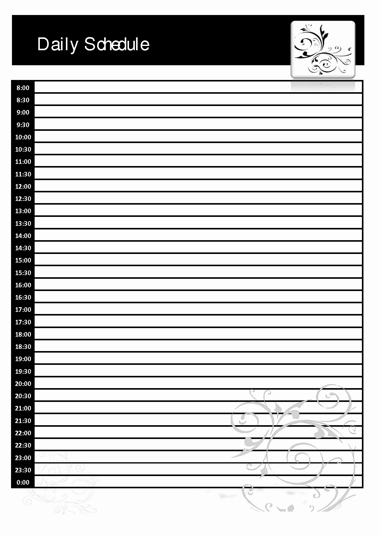 Blank Daily Schedule Template Inspirational Daily Calendar Template Blank