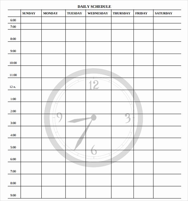 Blank Daily Schedule Template Inspirational Free 24 Printable Daily Schedule Templates In Pdf