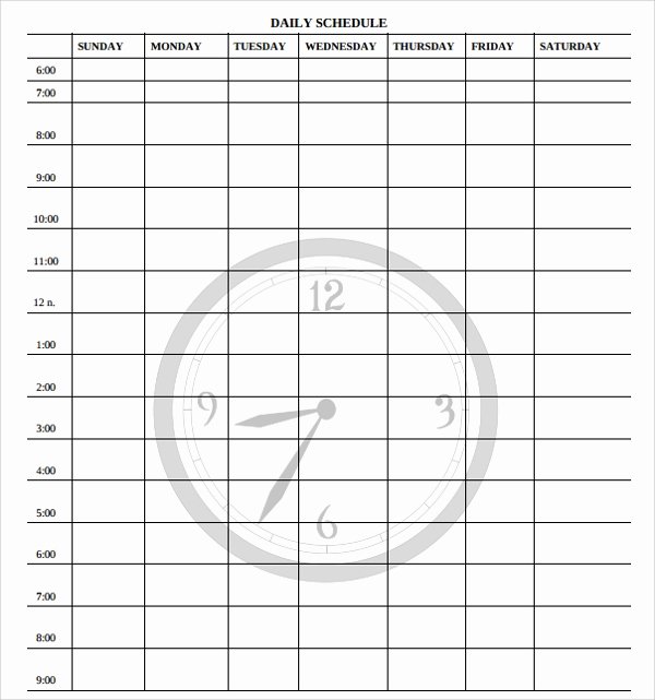 daily schedule template