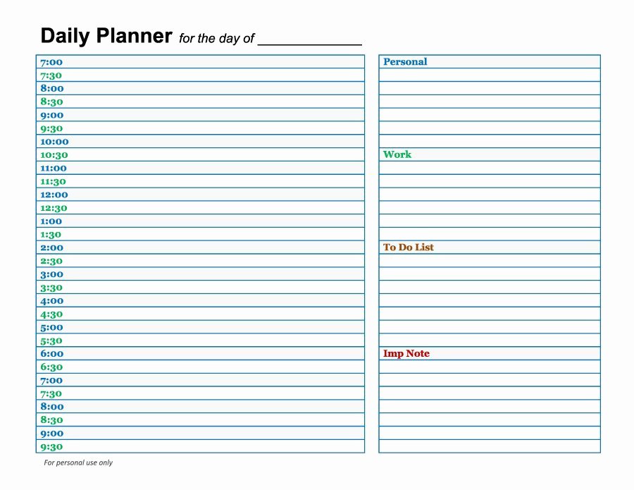 Blank Daily Schedule Template New 47 Printable Daily Planner Templates Free In Word Excel Pdf