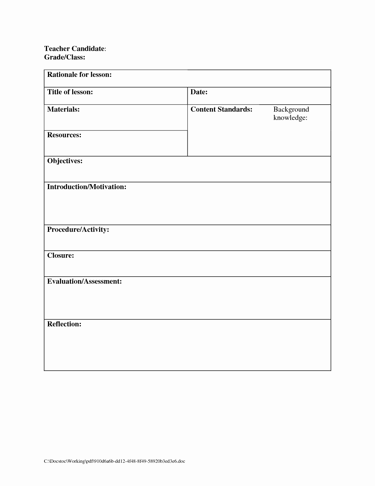 Blank Lesson Plan Template Free Elegant Printable Blank Lesson Plans form for Counselors