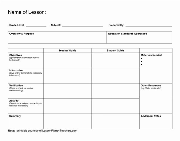 Blank Lesson Plan Template Free Inspirational Lesson Plan Outline Templates 11 Free Sample Example