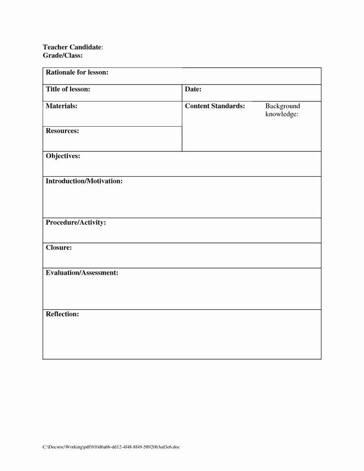 Blank Lesson Plan Template Free New Blank Lesson Plan Template