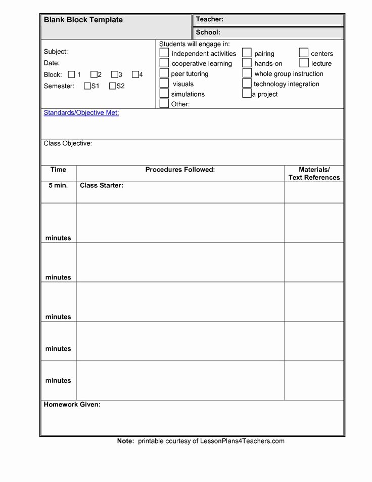 Blank Lesson Plan Template Free New Lesson Plan Template Teacher by Bmt Mud9nsnq