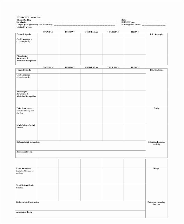 Blank Lesson Plan Template Free Unique Printable Lesson Plan 7 Free Word Pdf Documents