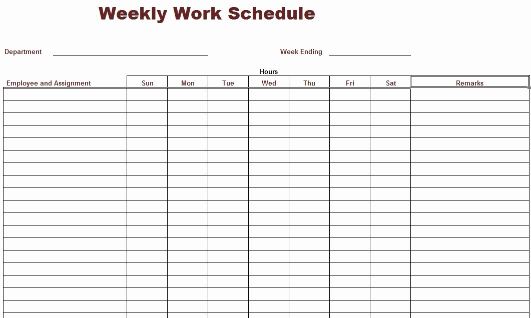 Blank Monthly Schedule Template Inspirational Blank Weekly Employee Schedule Template to Pin On