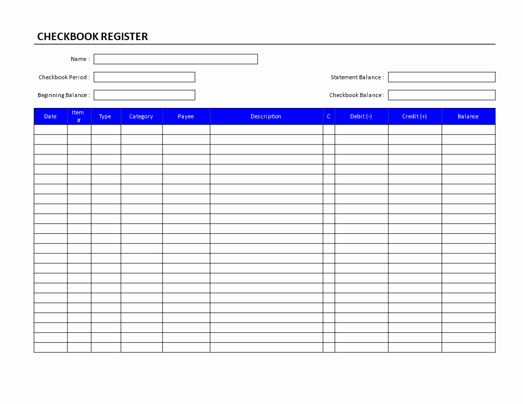 Blank Registration form Template Awesome Checkbook Register form Blank Checkbook Register form