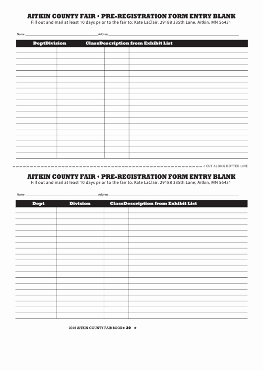 Blank Registration form Template Beautiful Pre Registration form Entry Blank Printable Pdf