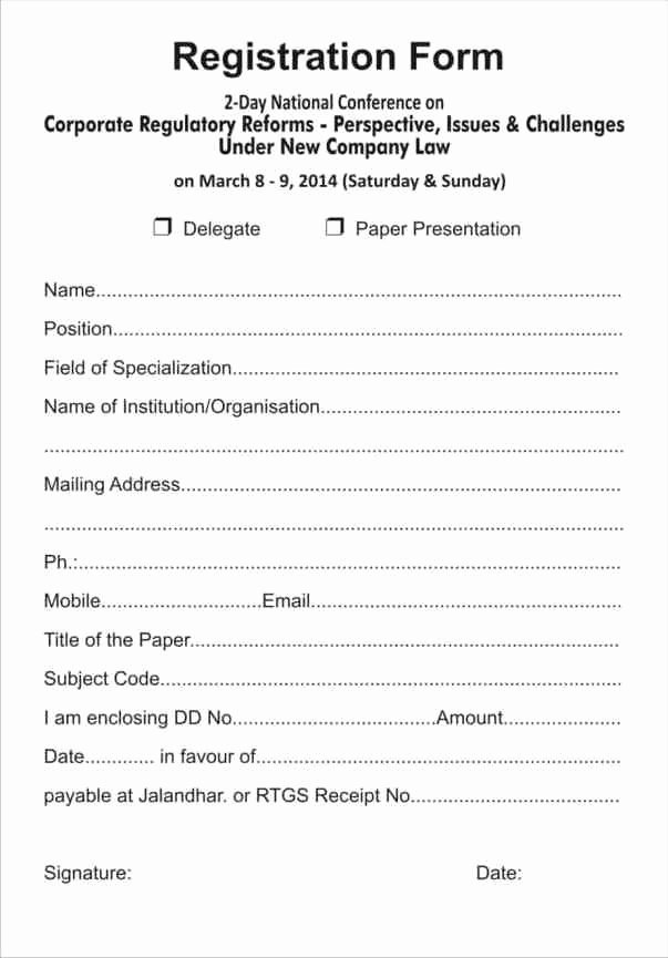 Blank Registration form Template Best Of Printable Registration form Templates Word Excel Samples