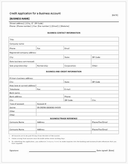 Blank Registration form Template Elegant Credit Application form Templates for Ms Word &amp; Excel