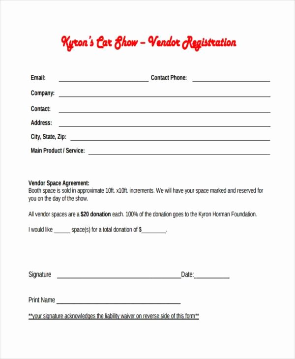 Blank Registration form Template Elegant Free 7 Sample Car Show Registration forms In Pdf