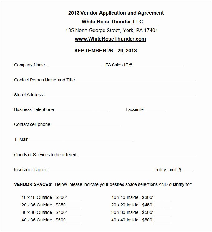 Blank Registration form Template Fresh Vendor Application Template – 12 Free Word Pdf Documents