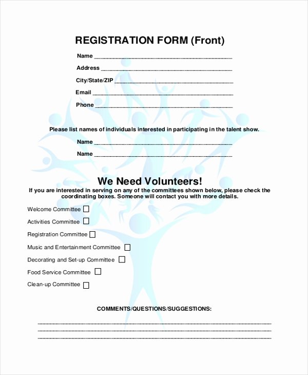 Blank Registration form Template Luxury Reunion Registration form Template