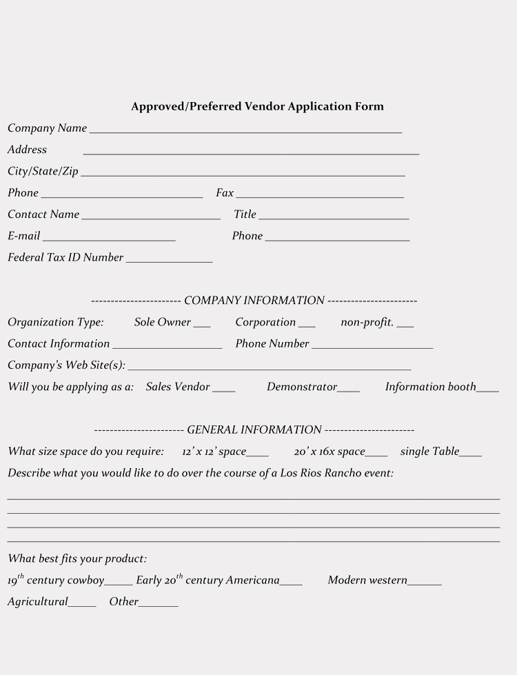 Blank Registration form Template New 9 Printable Blank Vendor Registration form Templates for