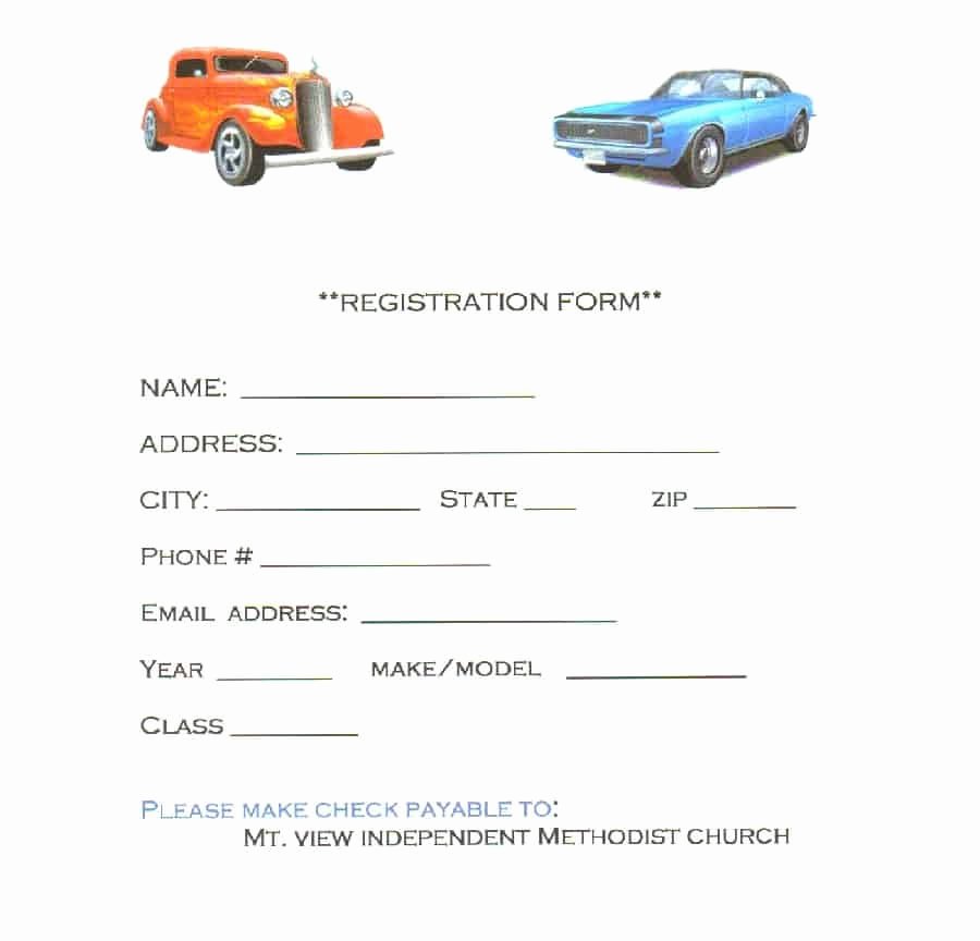 Blank Registration form Template New Car Show Registration form Templates Word Excel Samples