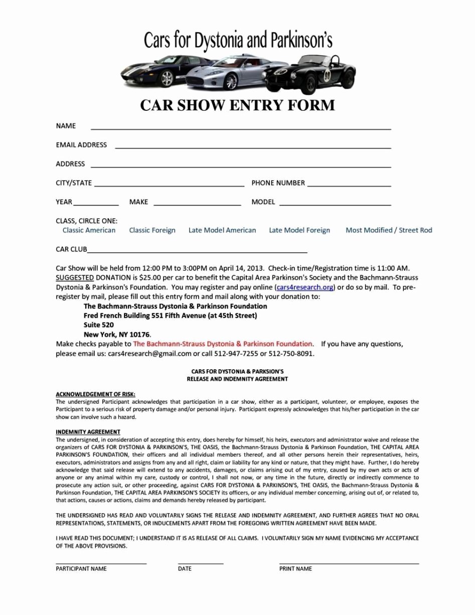 Blank Registration form Template New Free Car Show Registration form Template