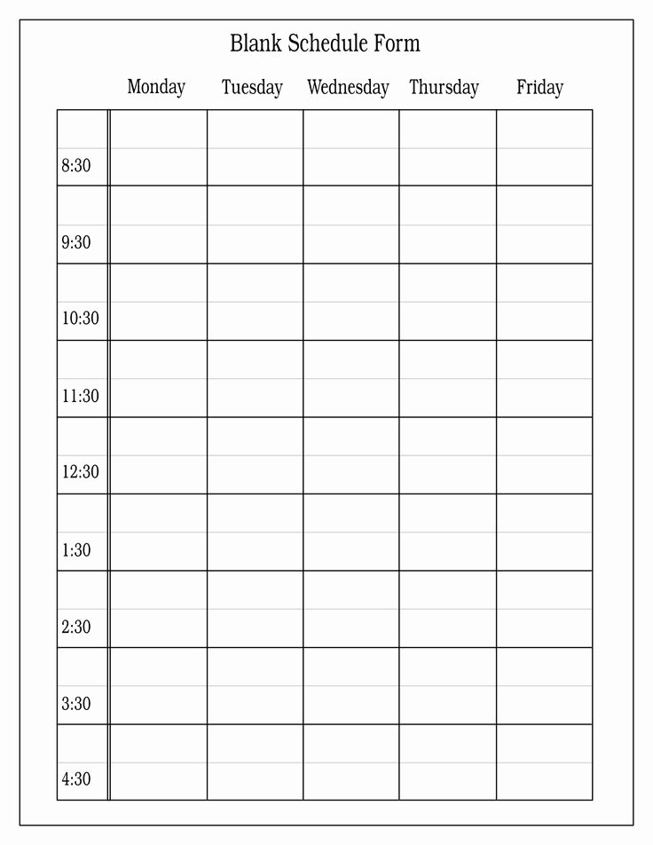 Blank School Schedule Template Elegant Blank Weekly Schedule form Driverlayer Search Engine