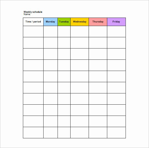 Blank School Schedule Template Fresh School Schedule Template 19 Free Word Excel Pdf