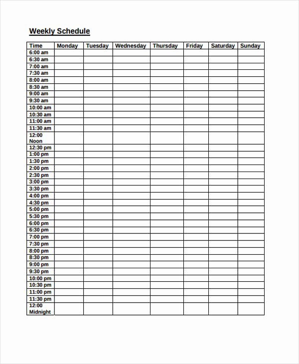 weekly school schedule templates