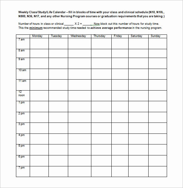 Blank School Schedule Template Luxury Weekly School Schedule Template 10 Free Word Excel