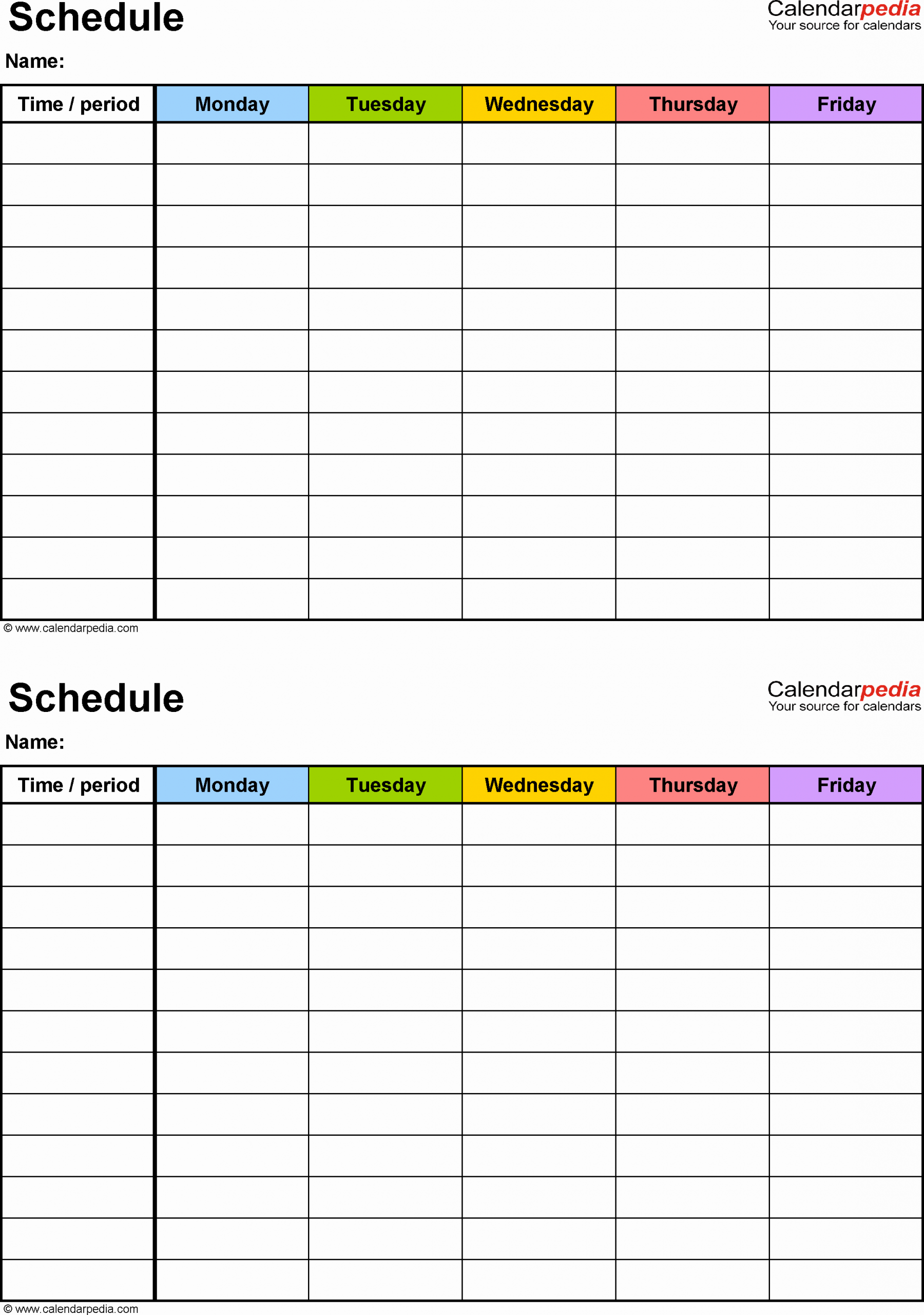 Blank School Schedule Template New Free Weekly Schedule Templates for Excel Blank Class