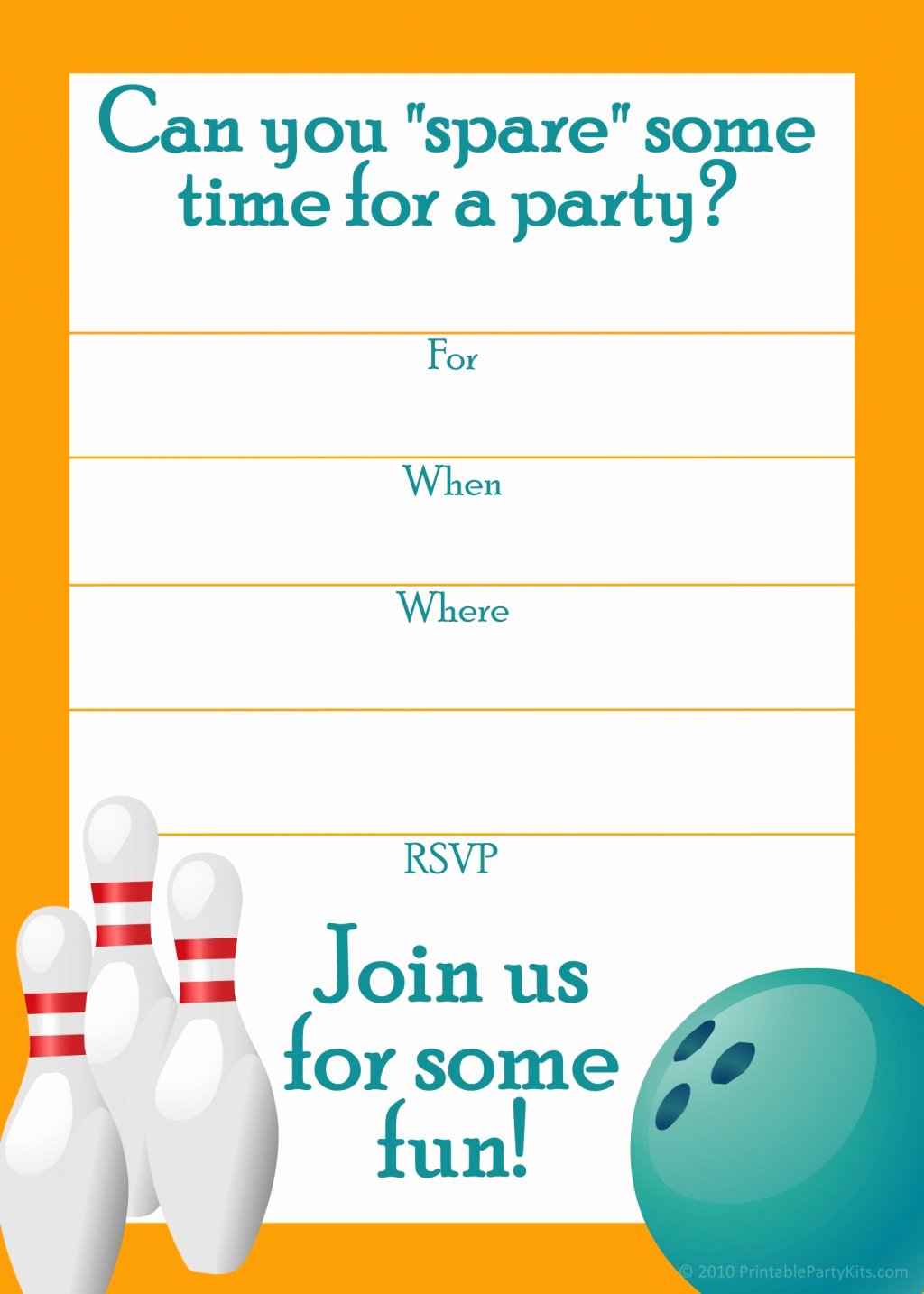 Bowling Invitations Free Template Awesome Bowling Party Blank Invitations