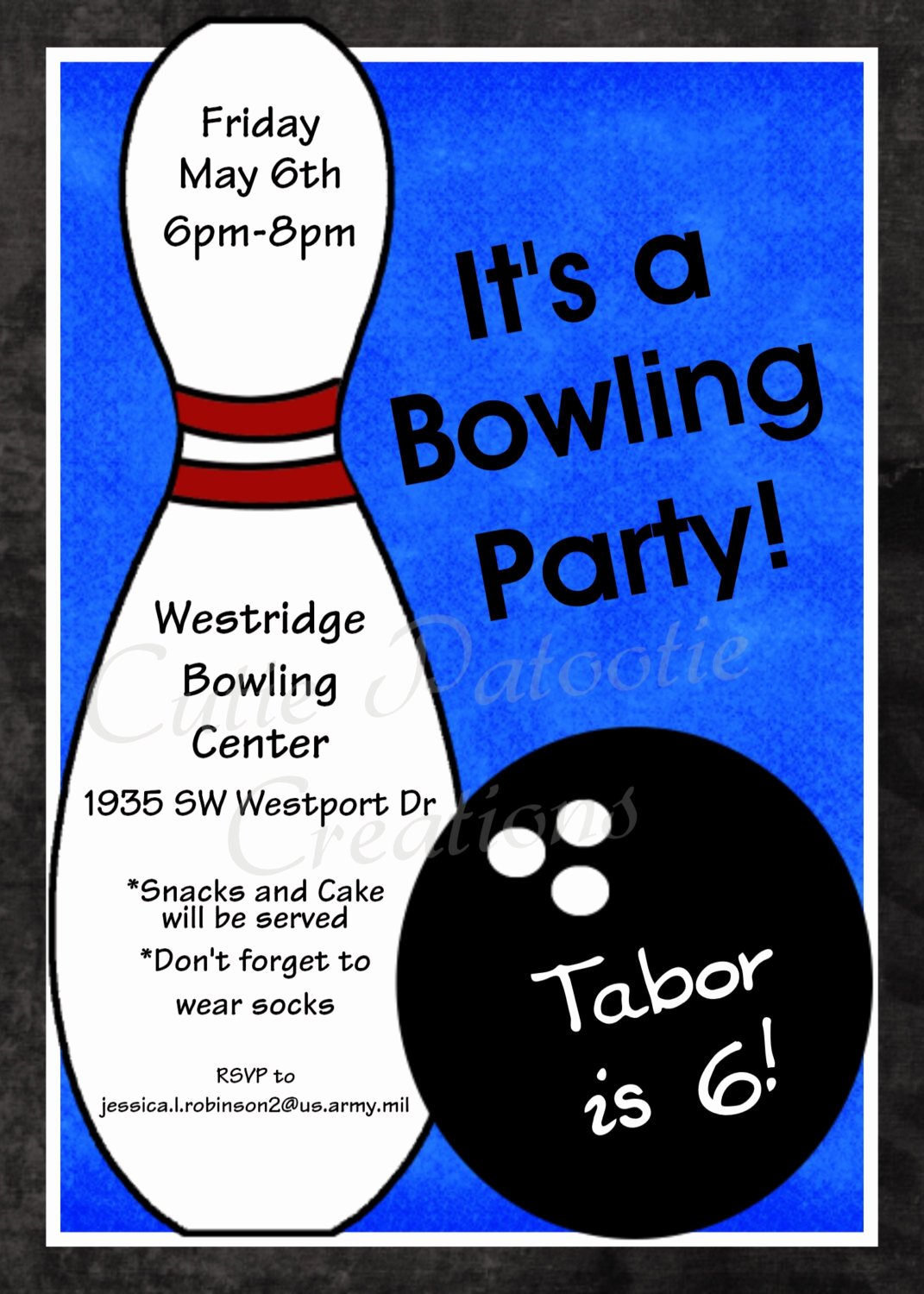 Bowling Invitations Free Template Elegant Bowling Birthday Invitation Printable or Printed Party Invite