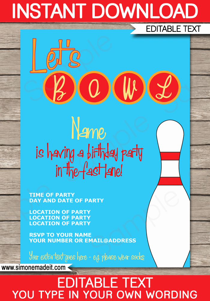 Bowling Invitations Free Template Luxury Bowling Party Invitations Template