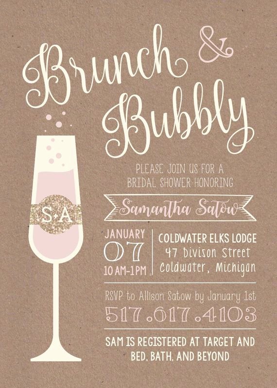 Brunch Invitation Template Free Best Of Brunch &amp; Bubbly Printable Bridal Shower Invitation Etsy