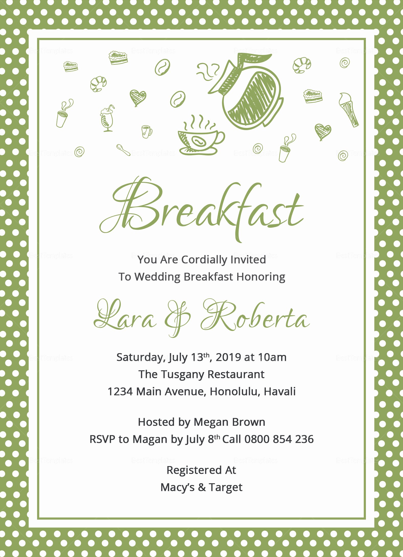 Brunch Invitation Template Free Fresh Printable Breakfast Invitation Design Template In Word