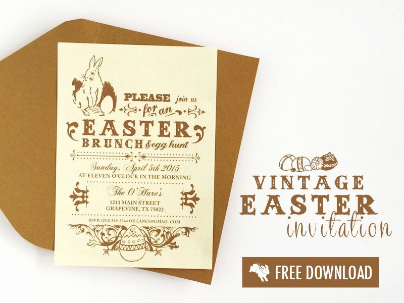 Brunch Invitation Template Free Lovely Free Vintage Easter Invitation Template