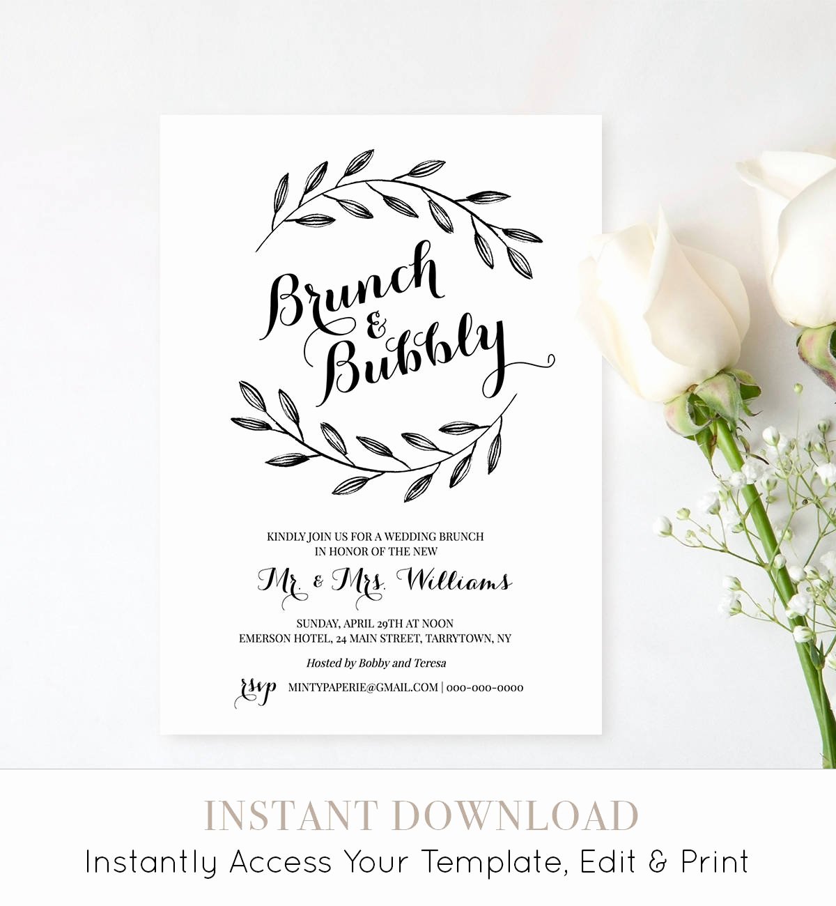 Brunch Invitation Template Free Unique Printable Wedding Brunch Invitation Template Post Wedding