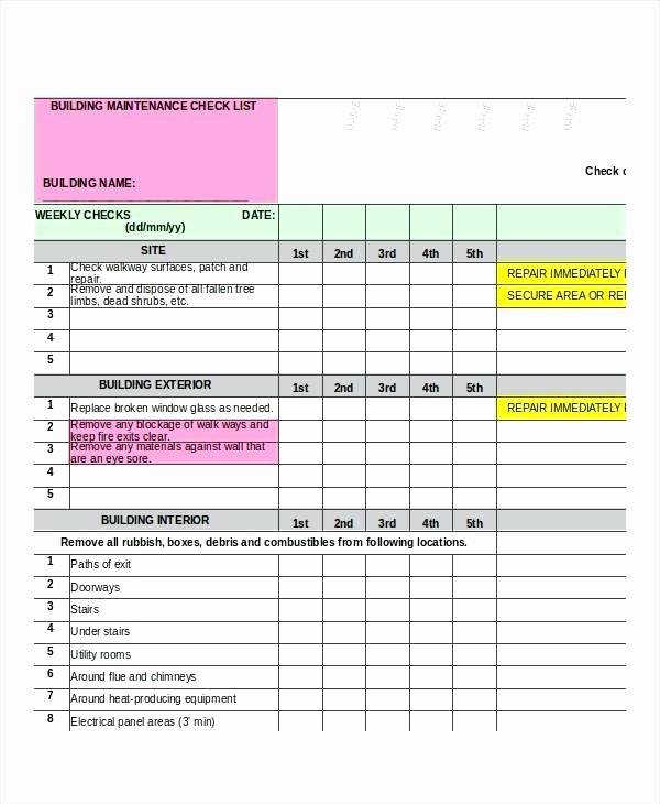 Building Maintenance Schedule Excel Template Best Of Apartment Maintenance Checklist Template Dedicated