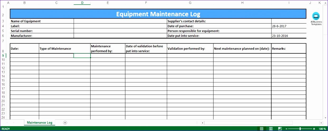 Building Maintenance Schedule Excel Template Unique 6 Preventive Maintenance Template Excel Exceltemplates