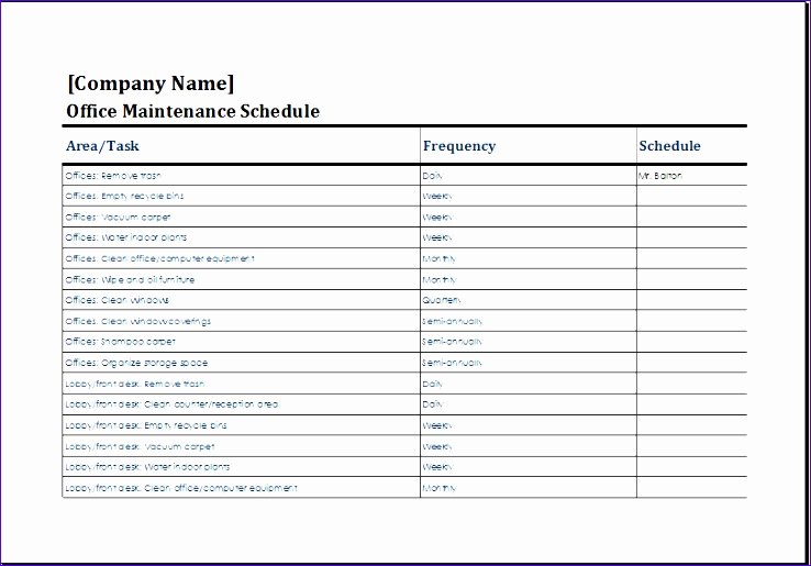 Building Maintenance Schedule Template Inspirational 7 Building Maintenance Checklist Exceltemplates