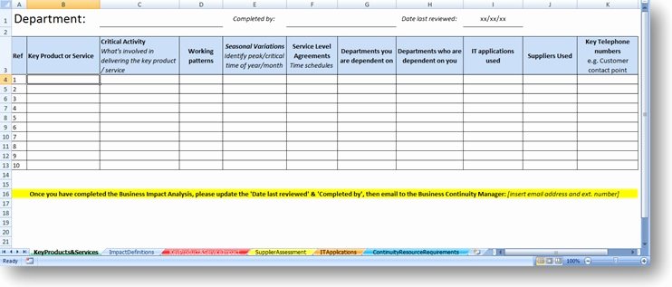 Business Analysis Plan Template Luxury Business Impact Analysis Template the Continuity Advisor