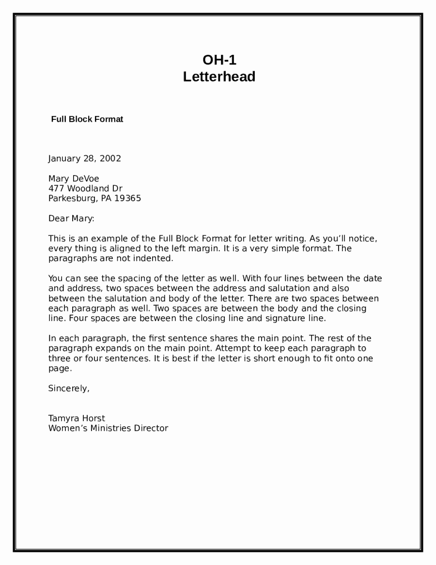 Business form Letter Template Inspirational 5 Block Letter formats Word Excel Templates