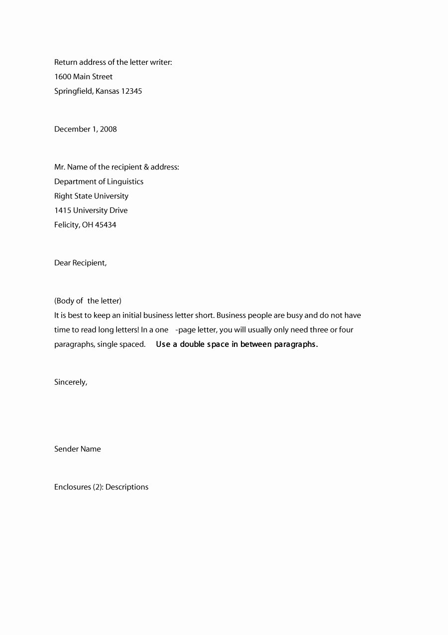 Business Letter format Template Beautiful 35 formal Business Letter format Templates &amp; Examples