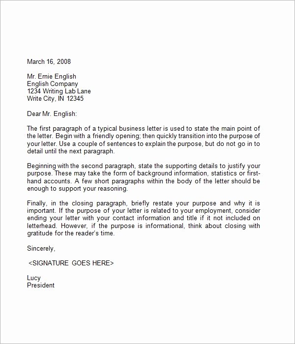 Business Letter format Template Fresh 7 Business Letter Sample