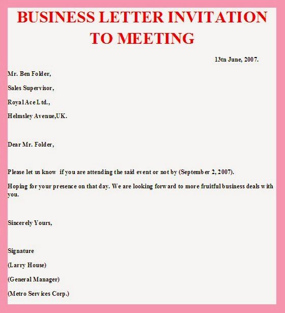 Business Meeting Invitation Template Best Of Business Meeting Invitation Sample