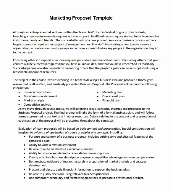 Business Proposal format Template Awesome Marketing Proposal Template 34 Free Sample Example